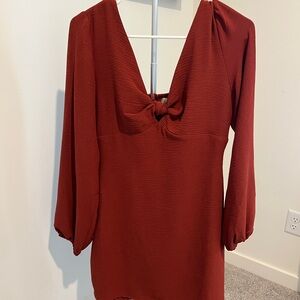 Elegant Rust Women's Mini Longsleeve Dress